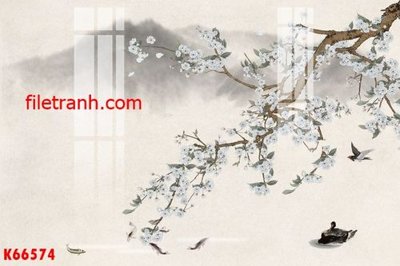 File gốc File gốc in tranh nền tường tổng hợp K66574 (in lụa) tranh thuận buồm