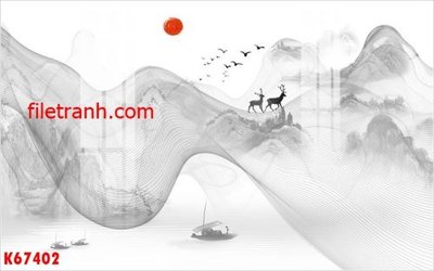 File gốc File gốc in tranh nền tường tổng hợp K67402 (in lụa) tranh mã đáo