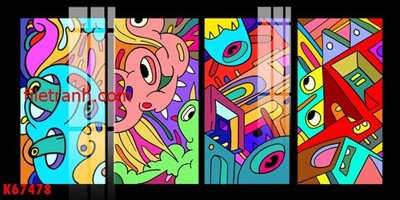 File gốc File gốc in tranh nền tường tổng hợp K67478 (in lụa) họa tiết 3D