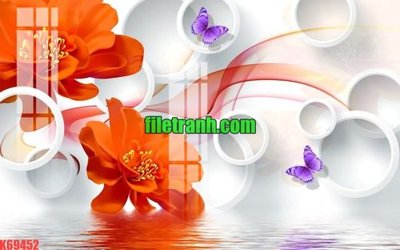 File gốc File gốc in tranh nền tường tổng hợp K69452 (in lụa) họa tiết 3D