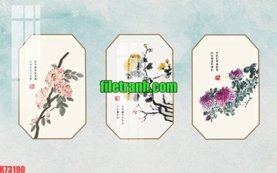 File gốc File gốc in tranh nền tường tổng hợp K73190 (in lụa) tranh phong thủy