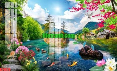 Download file ảnh gốc File gốc in tranh nền tường tổng hợp K74079 để in ấn