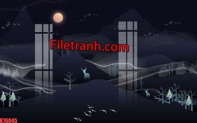 Ảnh gốc File tranh gốc dán tường hươu nai sừng K76045 (độ nét cao) in mica