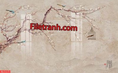 Download file gốc File tranh gốc dán tường hươu nai sừng K76068 (in lụa) tranh 3D