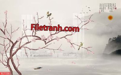 Ảnh gốc file in lụa File tranh gốc dán tường hươu nai sừng K76072 chi tiết