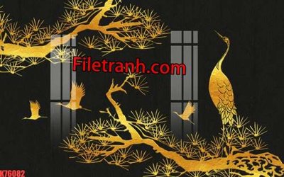 Tải file tranh gốc File tranh gốc dán tường hươu nai sừng K76082 chất lượng cao