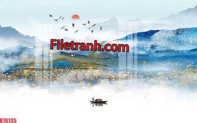 Ảnh gốc File tranh gốc dán tường hươu nai sừng K76135 (độ nét cao) in tráng gương