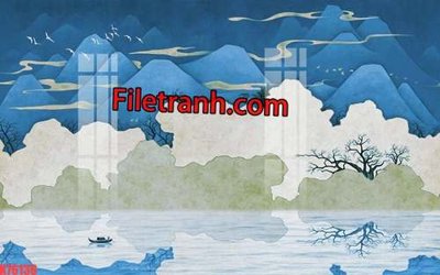 File tranh trang trí File tranh gốc dán tường hươu nai sừng K76136 (file gốc)