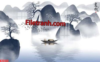 File gốc File tranh gốc dán tường hươu nai sừng K76159 (in lụa) trang trí tường