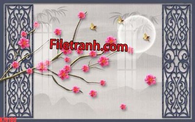 Ảnh gốc File tranh gốc dán tường hươu nai sừng K76180 (độ nét cao) in tráng gương