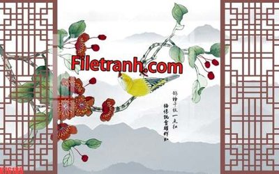 Download file gốc File tranh gốc dán tường hươu nai sừng K76185 (in lụa) hoa lá