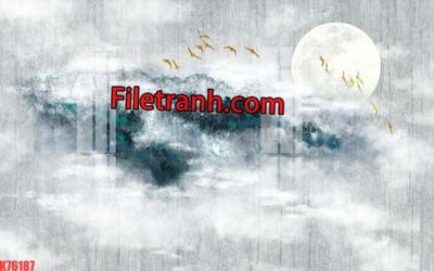 File tranh File tranh gốc dán tường hươu nai sừng K76187 (ảnh gốc) in trần 3D