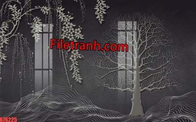 File gốc File tranh gốc dán tường hươu nai sừng K76225 (in tráng gương) sang trọng