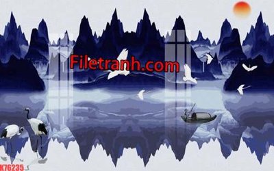 File gốc File tranh gốc dán tường hươu nai sừng K76235 (in lụa) họa tiết 3D