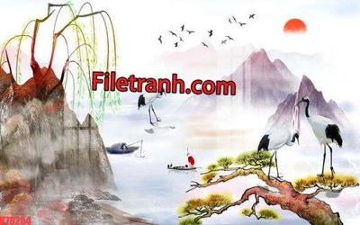 File gốc File tranh gốc dán tường hươu nai sừng K76254 (in lụa) cao cấp