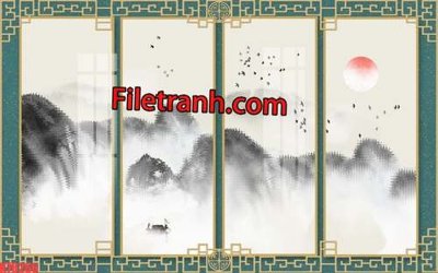 File tranh File tranh gốc dán tường hươu nai sừng K76266 (bản gốc) in lụa dán tường