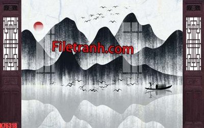 File ảnh File tranh gốc dán tường hươu nai sừng K76318 (gốc) in poster