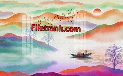 Hình ảnh file gốc File tranh gốc dán tường hươu nai sừng K76328 cho in UV