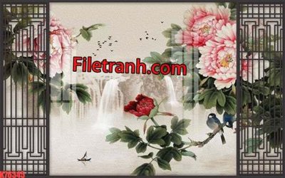 File tranh File tranh gốc dán tường hươu nai sừng K76345 (bản gốc) in lụa 3D