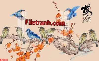 Tải file File tranh gốc dán tường hươu nai sừng K76411 (gốc) in tranh tráng gương