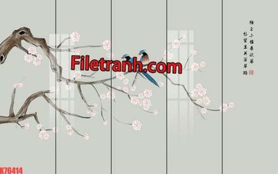 File in lụa File tranh gốc dán tường hươu nai sừng K76414 (hoa văn) File tranh gốc dán tường hươu nai sừng K76414