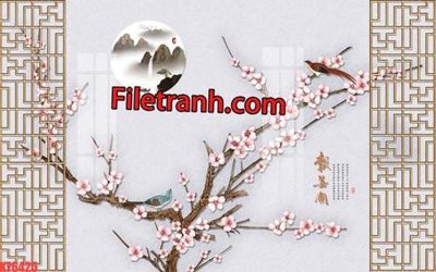 Tải về hình ảnh gốc File tranh gốc dán tường hươu nai sừng K76425 sắc nét