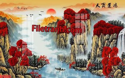 File tranh File tranh gốc dán tường hươu nai sừng K76435 (ảnh gốc) in trần xuyên sáng