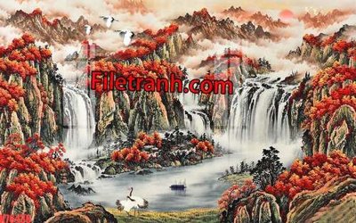 Download file gốc File tranh gốc dán tường hươu nai sừng K76436 (in lụa) tranh 3D