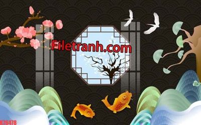 Hình ảnh file gốc File tranh gốc dán tường hươu nai sừng K76478 cho in UV