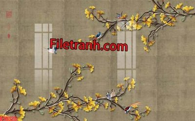 File tranh File tranh gốc dán tường hươu nai sừng K76525 (bản gốc) in lụa 5D