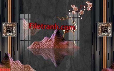 Download file tranh File tranh gốc dán tường hươu nai sừng K76556 (file gốc PSD)