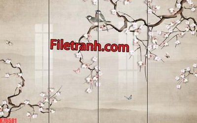 File in lụa File tranh gốc dán tường hươu nai sừng K76581 (hoa văn) File tranh gốc dán tường hươu nai sừng K76581