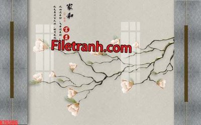 Download file gốc File tranh gốc dán tường hươu nai sừng K76586 (in lụa) hoa lá