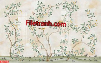 File gốc File tranh gốc dán tường hươu nai sừng K76602 (in lụa) cao cấp