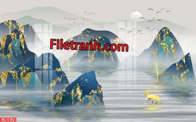 File tranh quảng cáo File tranh gốc dán tường hươu nai sừng K76670 (file gốc) chuyên nghiệp