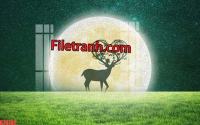 File gốc File tranh gốc dán tường hươu nai sừng K76702 (bản quyền) cho in ấn