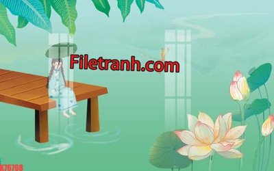 File gốc File tranh gốc dán tường hươu nai sừng K76708 (in lụa) cao cấp