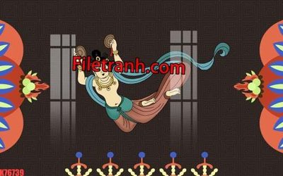 File in trần File tranh gốc dán tường hươu nai sừng K76739 (file gốc) hoa văn 3D