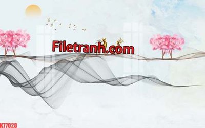 Tải file File tranh gốc dán tường hươu nai sừng K77028 (ảnh gốc) in tranh kính