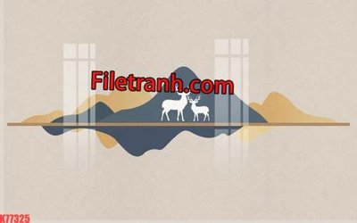 Tải file File tranh gốc dán tường hươu nai sừng K77325 (gốc) chủ đề tâm linh