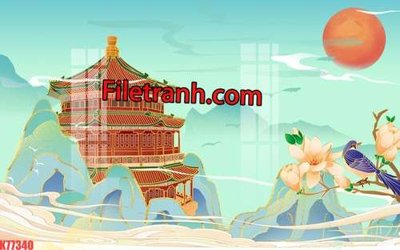 File gốc File tranh gốc dán tường hươu nai sừng K77340 (in mica) làm bảng hiệu