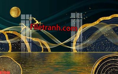 File gốc File tranh gốc dán tường hươu nai sừng K77540 (in tráng gương) ốp tường