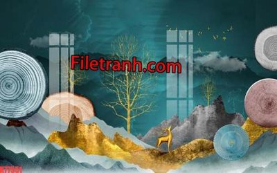 Download file File tranh gốc dán tường hươu nai sừng K77551 (gốc) cho xưởng in