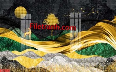 File ảnh File tranh gốc dán tường hươu nai sừng K77583 (gốc) in standee