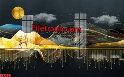 File gốc File tranh gốc dán tường hươu nai sừng K77599 (in tráng gương) nghệ thuật