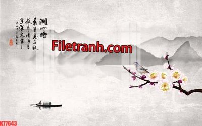 File in mica File tranh gốc dán tường hươu nai sừng K77643 (bản gốc) làm vách ngăn