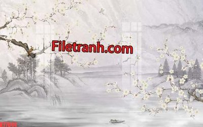 Download file gốc File tranh gốc dán tường hươu nai sừng K77644 (in lụa) tranh 3D