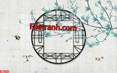 File gốc File tranh gốc dán tường hươu nai sừng K77661 (in mica) trang trí