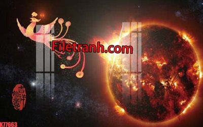 Hình ảnh file gốc File tranh gốc dán tường hươu nai sừng K77663 cho in UV