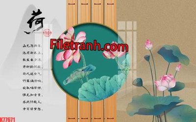 File gốc File tranh gốc dán tường hươu nai sừng K77671 (in lụa) hoa văn cổ điển